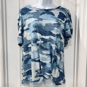 DKNY Jeans Blue Camo Top Size Medium